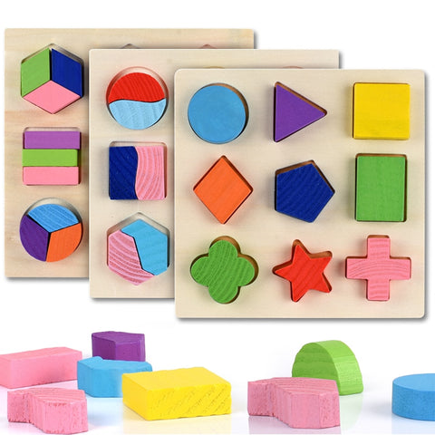Wooden Geometric Shapes Montessori Puzzle Sorting  Educational Game Toys for Children