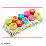 10pcs/Box Children Toy Rubber Stamps Cartoon Animals Fruits Vegetable Kids Seal DIY  Stamper