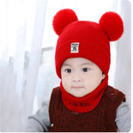 2 Pieces Baby Beanies Cap Set Baby Kid Solid Color Baby Girls Hat