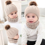 2Pcs Toddler Hat Baby Girls Boys Winter Warm Knitted Wool