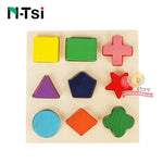 Wooden Geometric Shapes Math Montessori Puzzle Learning Educational Toys for Children
