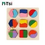 Wooden Geometric Shapes Math Montessori Puzzle Learning Educational Toys for Children