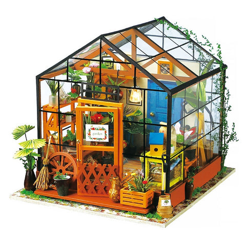 Wooden Assembly Doll House Model Toys For Children Green Garden