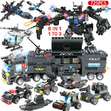 1122pcs 8IN1 SWAT City Police Helicopter Truck Car City Police Station Bricks Toys for Children