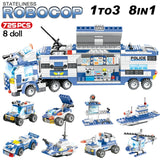 1122pcs 8IN1 SWAT City Police Helicopter Truck Car City Police Station Bricks Toys for Children