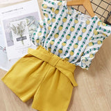 Melario Clothing Sets 2020 Children Clothing Sleeveless Bow T-shirt+Print Pants 2Pcs for Kids