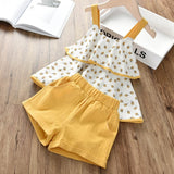 Melario Clothing Sets 2020 Children Clothing Sleeveless Bow T-shirt+Print Pants 2Pcs for Kids