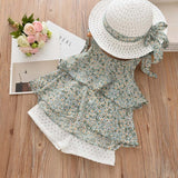 Melario cotton Girls Clothing Sets Summer Vest Two piece Sleeveless Suit Casual Dot Outfits