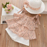 Melario cotton Girls Clothing Sets Summer Vest Two piece Sleeveless Suit Casual Dot Outfits