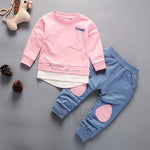 Spring Autumn Children Boys Girsls Clothing Cotton Long Sleeve 2 Pcs/Suit