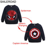 SAILEROAD Spiderman Face-changing America Sweatshirts for Kids Long Sleeve Hoodies Shirt 2020