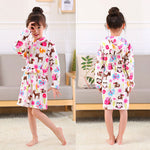 Cartoon Children's Robe Flannel Baby Bathrobe Long Sleeve Hooded Kids Bath Robe Lovely Animal Child Boy Girls Robes Kids Clothes