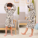 Cartoon Children's Robe Flannel Baby Bathrobe Long Sleeve Hooded Kids Bath Robe Lovely Animal Child Boy Girls Robes Kids Clothes