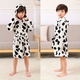 Cartoon Children's Robe Flannel Baby Bathrobe Long Sleeve Hooded Kids Bath Robe Lovely Animal Child Boy Girls Robes Kids Clothes