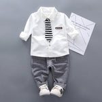 2020 New Spring Baby Boys Clothing Formal Infant Gentleman Tie Shirt Pants 2Pcs/Sets